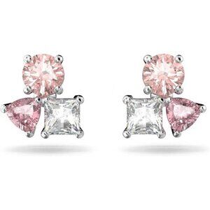 Crystal Necklace and Earrings Set White Studs Square Circle Pear Jewelry Gift